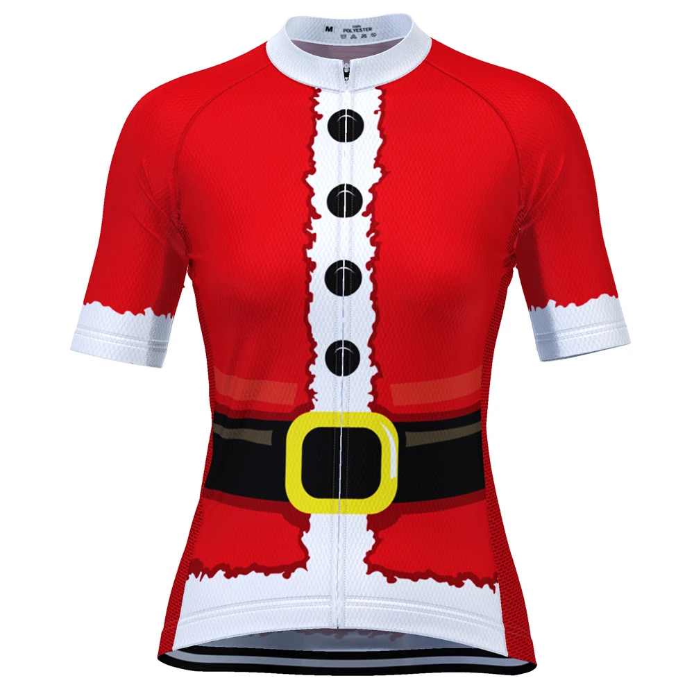 

HIRBGOD New Women Red Christmas Cycling Jerseys Female Top Quality Road Racing Bicycle Wear Short Sleeve Cycling Clothing,HK094