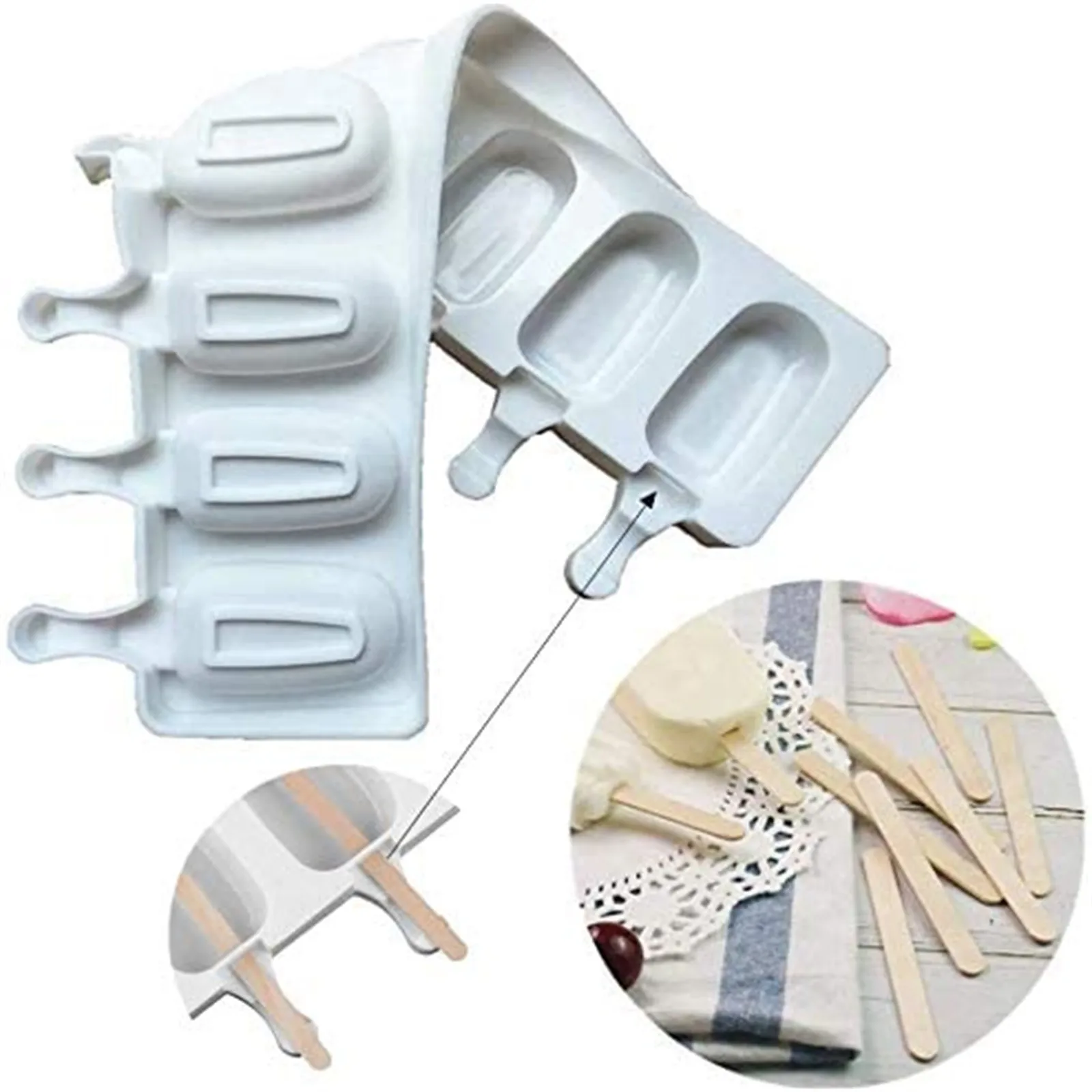 42 X 12.5x2cm Ice Cream Mold 8 Cell Silicone Plastic Juice Popsicle Maker Cake Dessert Candy Pot Melting Reusable | Дом и сад