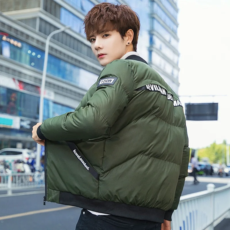 Зимняя мужская хлопковая стеганая Толстая винтажная Бейсбол Бомбер куртка парка