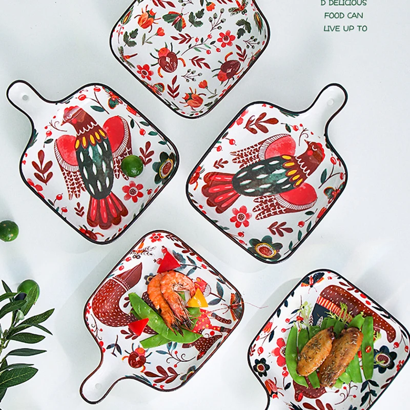 

Nordic Ins Style Ceramic Plates Sets Baking Dish Microwave Oven Plate Oven Pans Spaghetti Plate Breakfast Tray