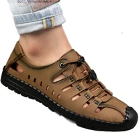 summer mens breathable sandals beach outdoor leather sandals mens hole shoes soft sole comfortable casual shoes mens shoes