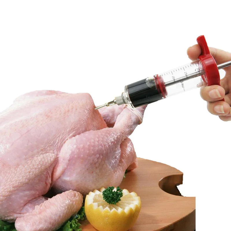 New Stainless Steel Injector Needles Spice Syringe Set Turkey Chicken Flavor Meat Marinade Kitchen Accessories |