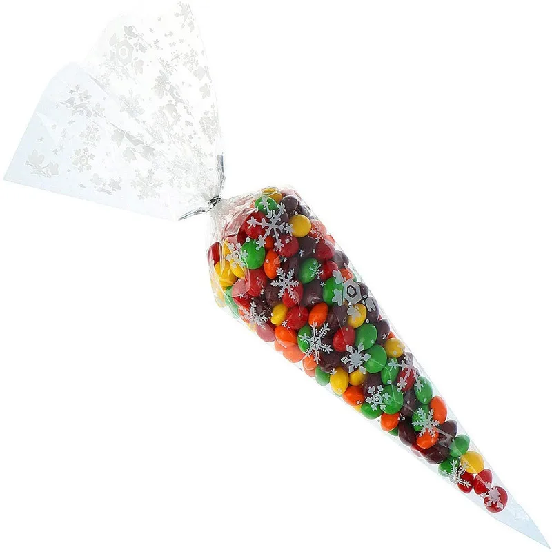100 шт. Рождественские снежинки прозрачные конусные пакеты для лечения