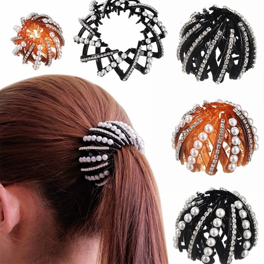 

Fashion Crystal Bird's Nest Hair Claws Ponytail clamp Women Headwear Crystal Ponytail Buckle Hair Grab Clip For Hair Accessories