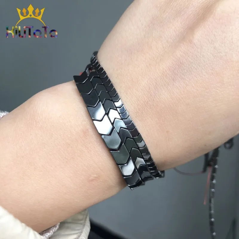 V-образные черные гематитовые камни бусины со стрелками бусины-разделители