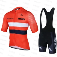 2021 new strava bicycle team cycling jersey sets mens short sleeves mtb maillot ciclismo summer breathable cycling clothing kit