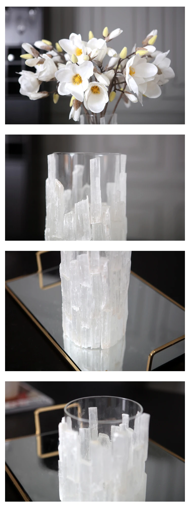 Стеклянная ваза для цветов Современная мозаичная белая осколок кристалла