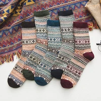 5pairslot new witner men socks thick warm wool socks retro fine pattern christmas socks colorful socks gift free size ym9003
