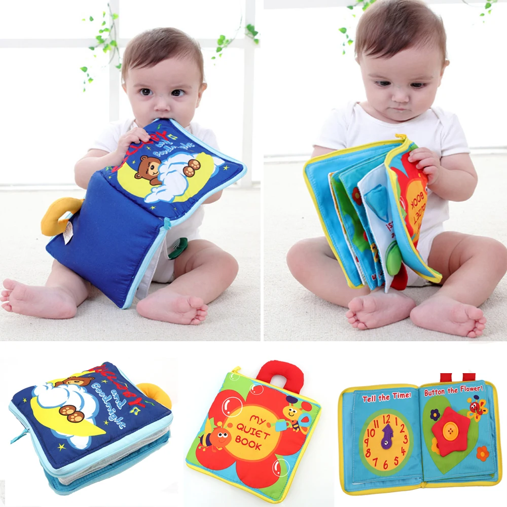 

12 pages Soft Cloth Baby Boys Girls Books Rustle Sound Infant Educational Stroller Rattle Toys For Newborn Baby 0-12 month