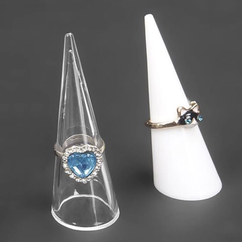 

5pcs Fashion Single Finger Cone Fingertip Display Ring Holder Storage Acrylic Display Showcase Stand Rings Jewelry Organizer