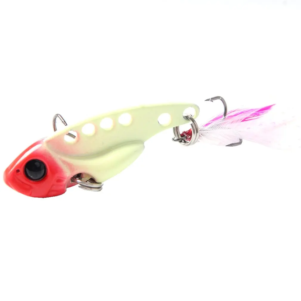 

1pcs Metal VIB Fishing Lure 7g Vibration Spoon Lure Crankbait Bass VIB Artificial Hard Baits with Feather Cicada