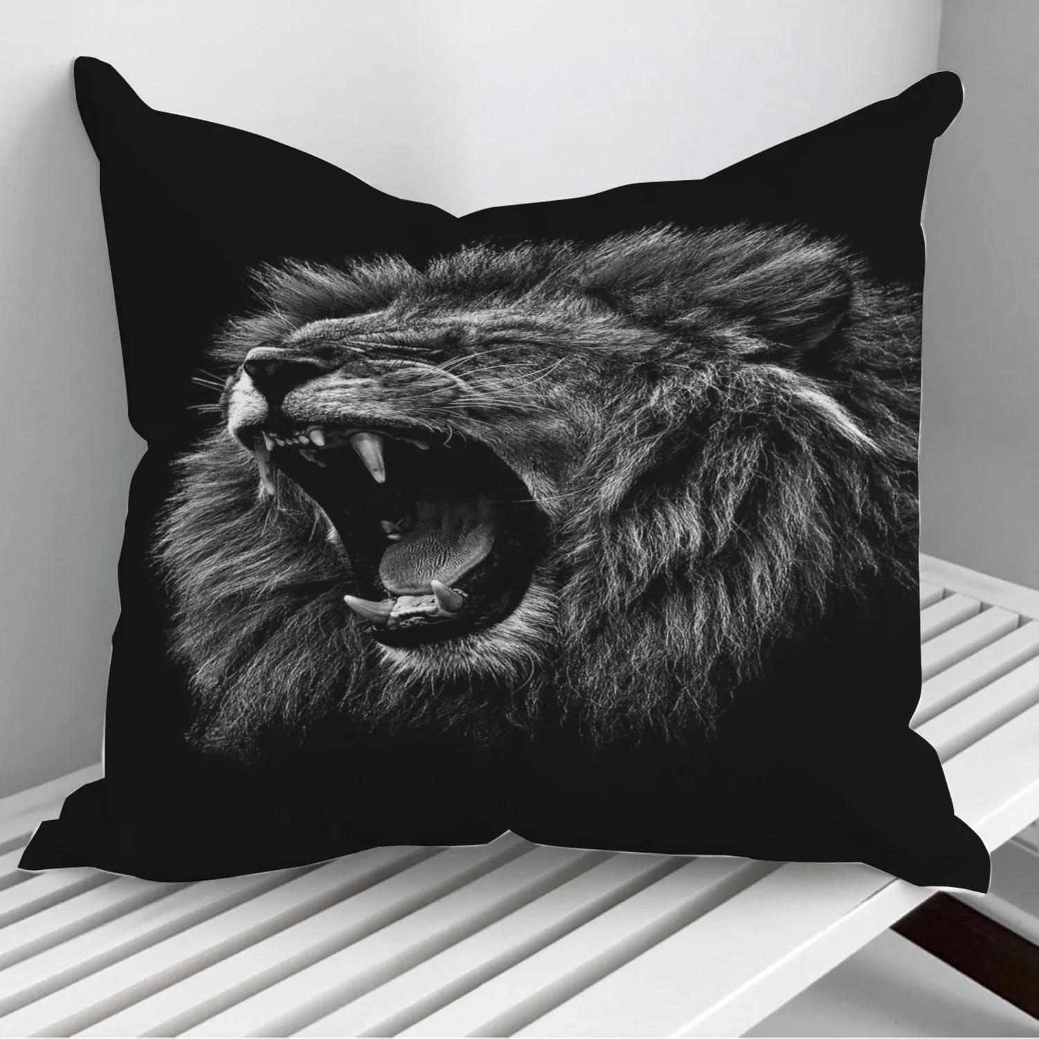 angry lion black and white Throw Pillows Cushion Cover On Sofa Home Decor 45*45cm 40*40cm Gift Pillowcase Cojines Dropshipping | Дом и сад