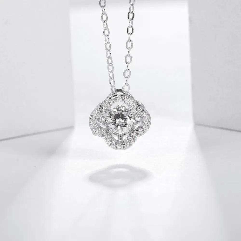 Gem балетки 925 пробы из стерлингового серебра кулон ожерелье 0.5Ct женские Круглый