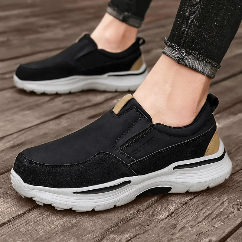 Men Leather Casual Shoes Comfortable Loafers Men Shoes Pop New Male High Quality Outdoor Walking Casual Loafers Men Sneakers