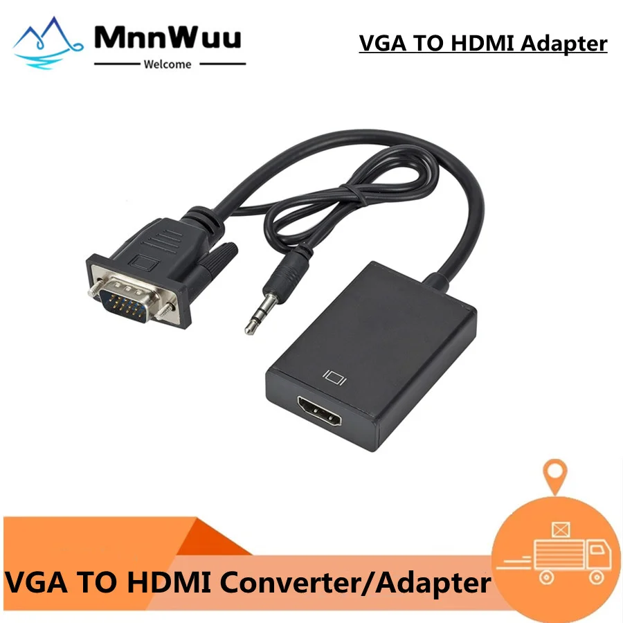 Full HD 1080P VGA к HDMI-совместимый преобразователь адаптер с аудиовыходом VGA HD адаптер для ПК ноутбука к проектору HDTV - изображение