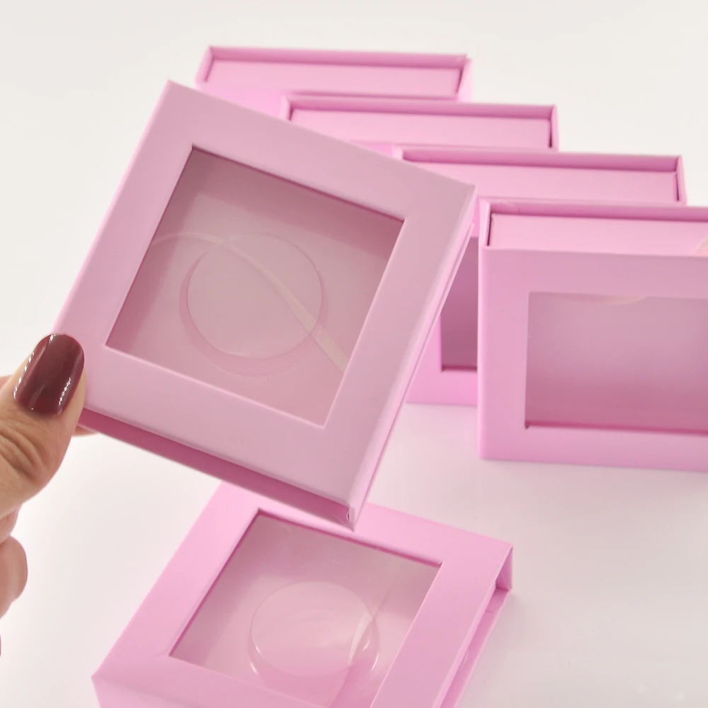 

Eyelash packaging box lash boxes package custom logo square magnetic plain pink false eyelashes makeup custom logo case vendor