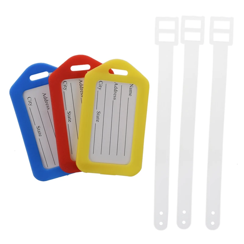 FGGS-адрес информации жесткие пластиковые сумки рюкзак багажная бирка 3 шт красный