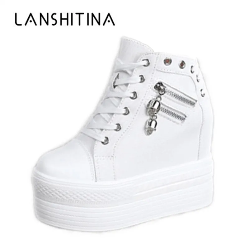 Женские кроссовки на танкетке Прогулочные плоской подошве дышащие молнии