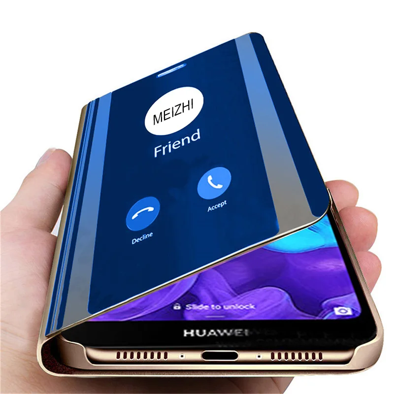 Зеркальный флип-чехол для huawei y5 y6 y7 y9 2019 чехол y 5 6 7 9 prime 2018 y5prime y6prime y9prime | Мобильные