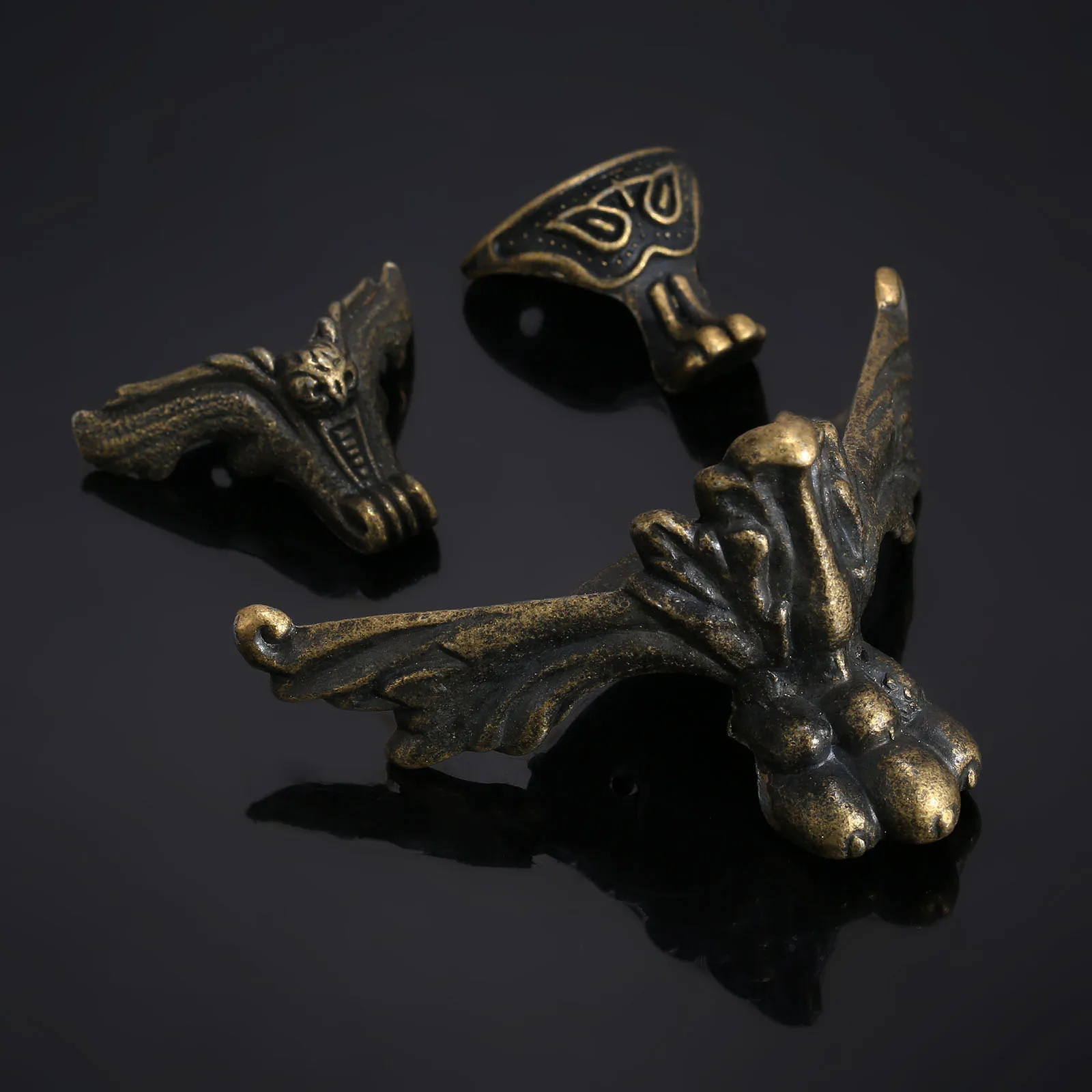 4Pcs Antique Bronze Corners Owl Bat shape Brackets Wood Box Feet Brass protector Jewelry Gift Leg Decorative Metal 3sizes - купить по