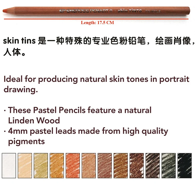 12 цветов мягкие пастельные карандаши профессиональный ТИНТ кожи цветные для