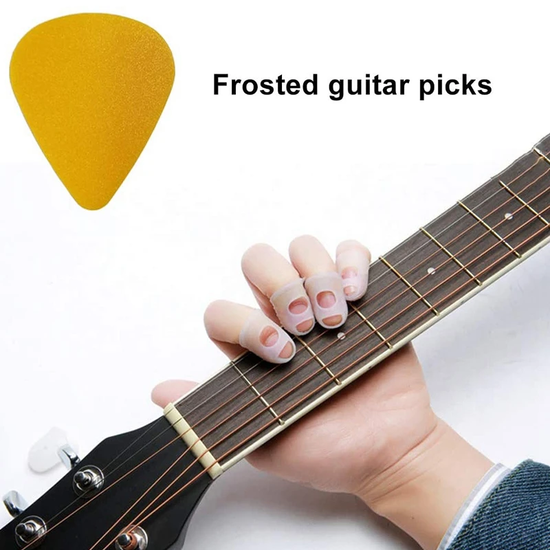 

Adjustable Finger Extender with Silicone Finger Guards and Picks for Guitar Beginners Finger Trainers