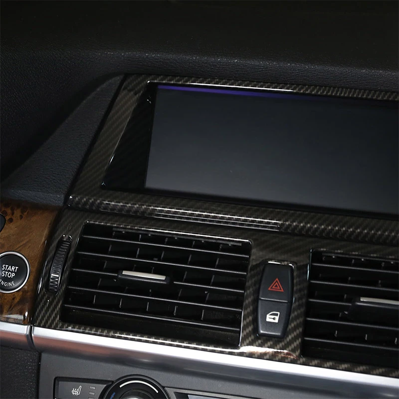 

LHD Car Accessories Carbon Fiber ABS Chrome Navigation Frame Cover Trim For BMW X5 E70 & X6 E71 2008-2013