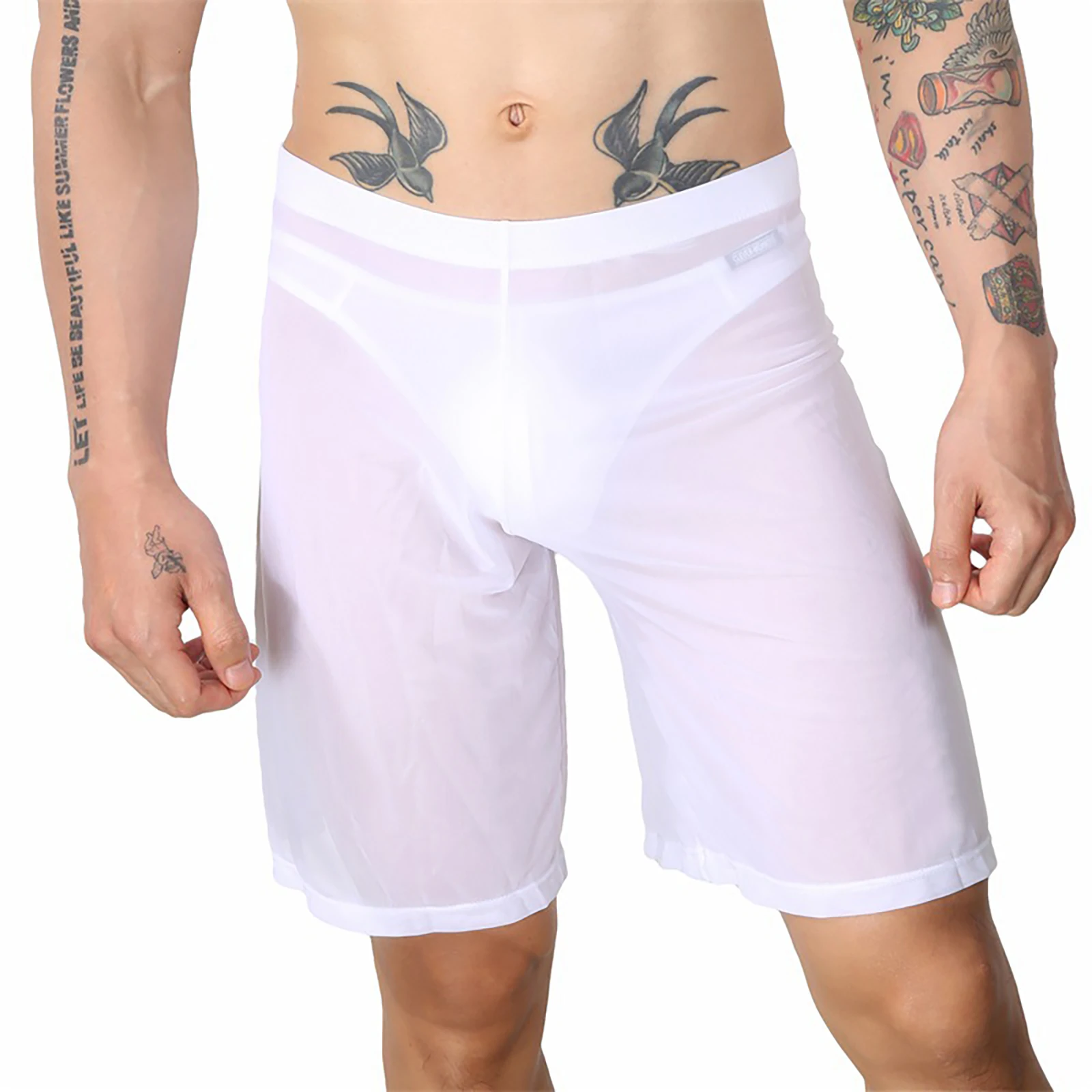 Mens Shorts Sheer Lounge Pants Casual Shorts Underwear Sexy See Through Transparent Shorts Pants Mes