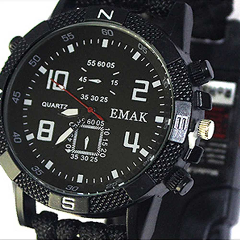 6 in 1 Survival Outdoor Watch EDC Rope Rescue Tactical Camping Multifunction Emergency Safety Equipment Tools Bracelet | Спорт и