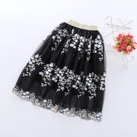 girls embroidered skirt 2022 spring summer fashion flower mesh skirt longer section tutu skirt girl kids pink skirt 3 4 5 6 7 8