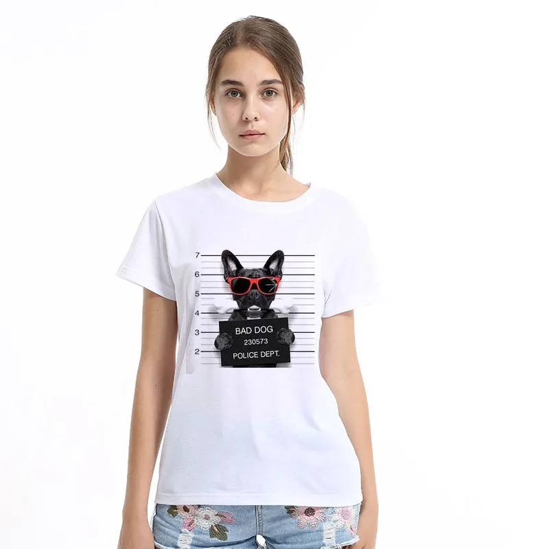 2017 Горячая продажа собака полиция Dept дизайн женская футболка Французский