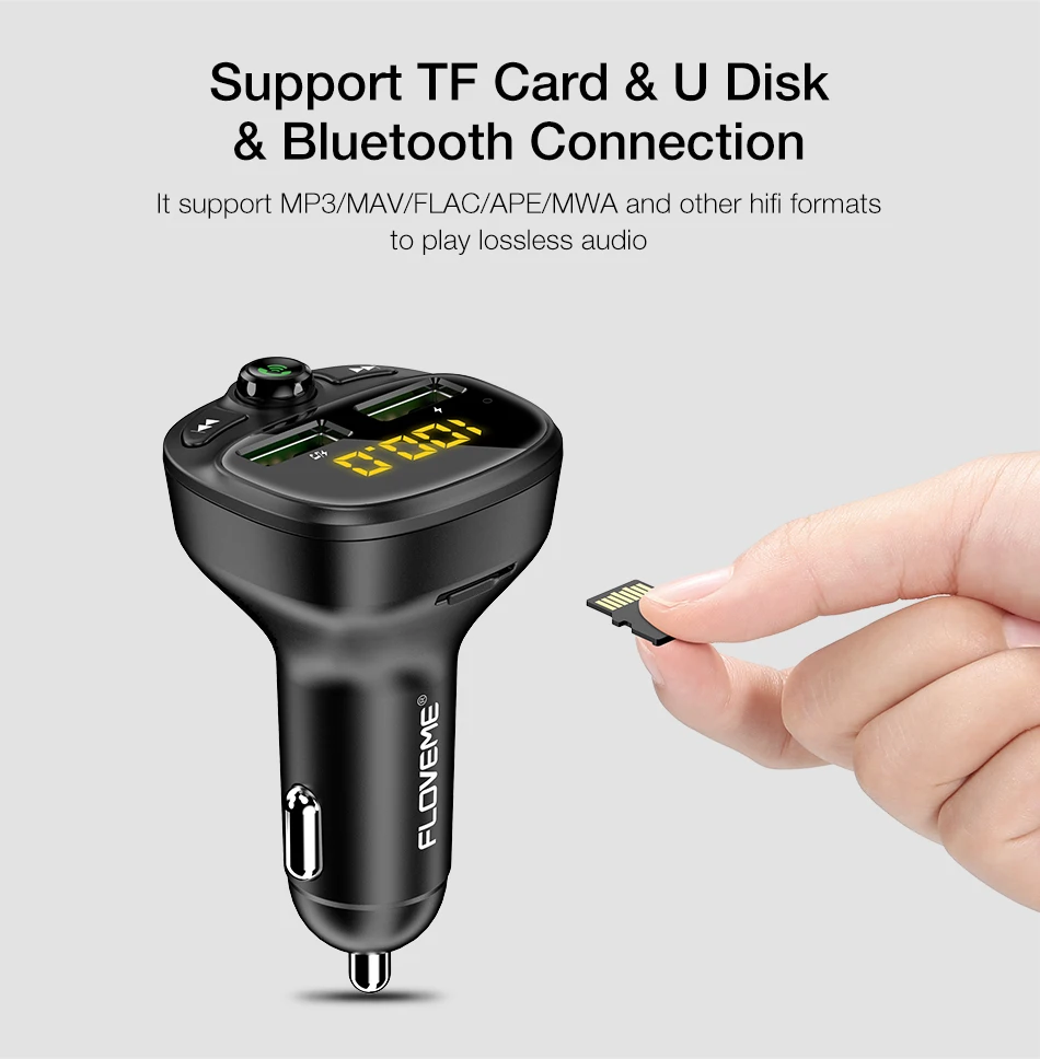 FLOVEME двойной зарядное устройство USB для мобильного телефона громкой связи fm-передатчик Bluetooth беспроводной плеер Зарядное устройство для iPhone samsung