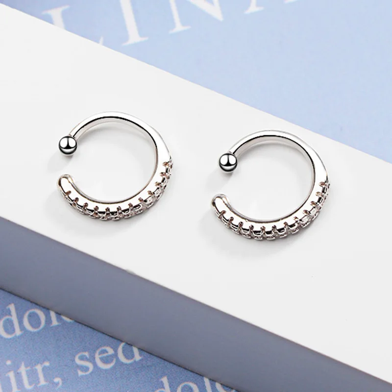 1 пара клипс-сережек Helix Cartilage Conch Фальшивый прокол Украшения Регулируемый Cz Ear Cuff Без сережки.