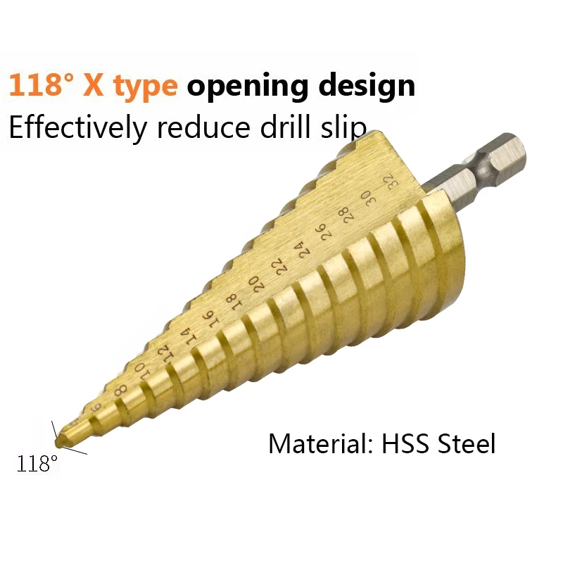 

3pc Hss Step Drill Bit Set Cone Hole Cutter Power Tools Wood Hole Cutter Cone Drill Bit Metal Drilling Tools For Carpentry