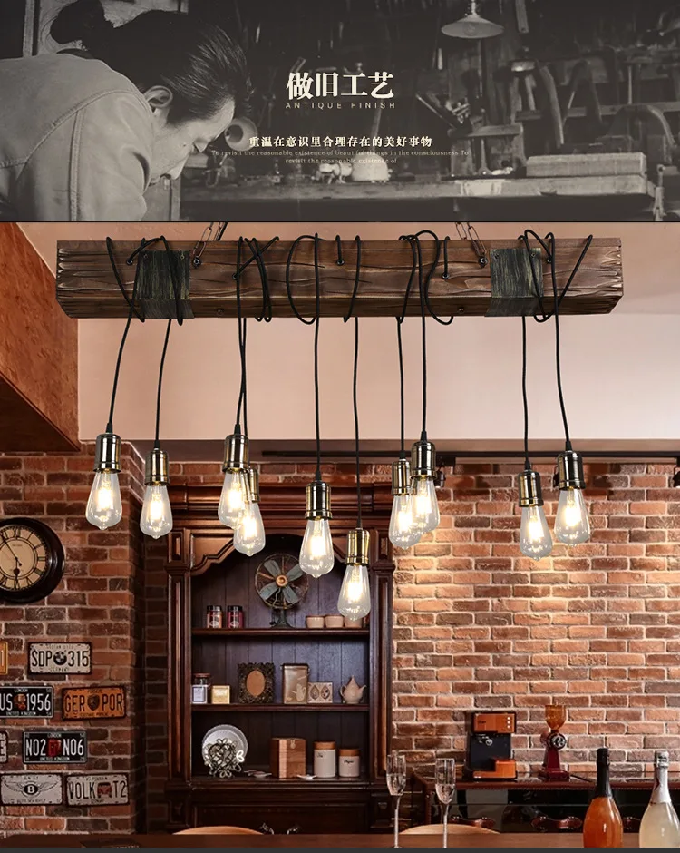 Американский Ретро промышленный стиль люстра Ресторан Бар Настольная лампа