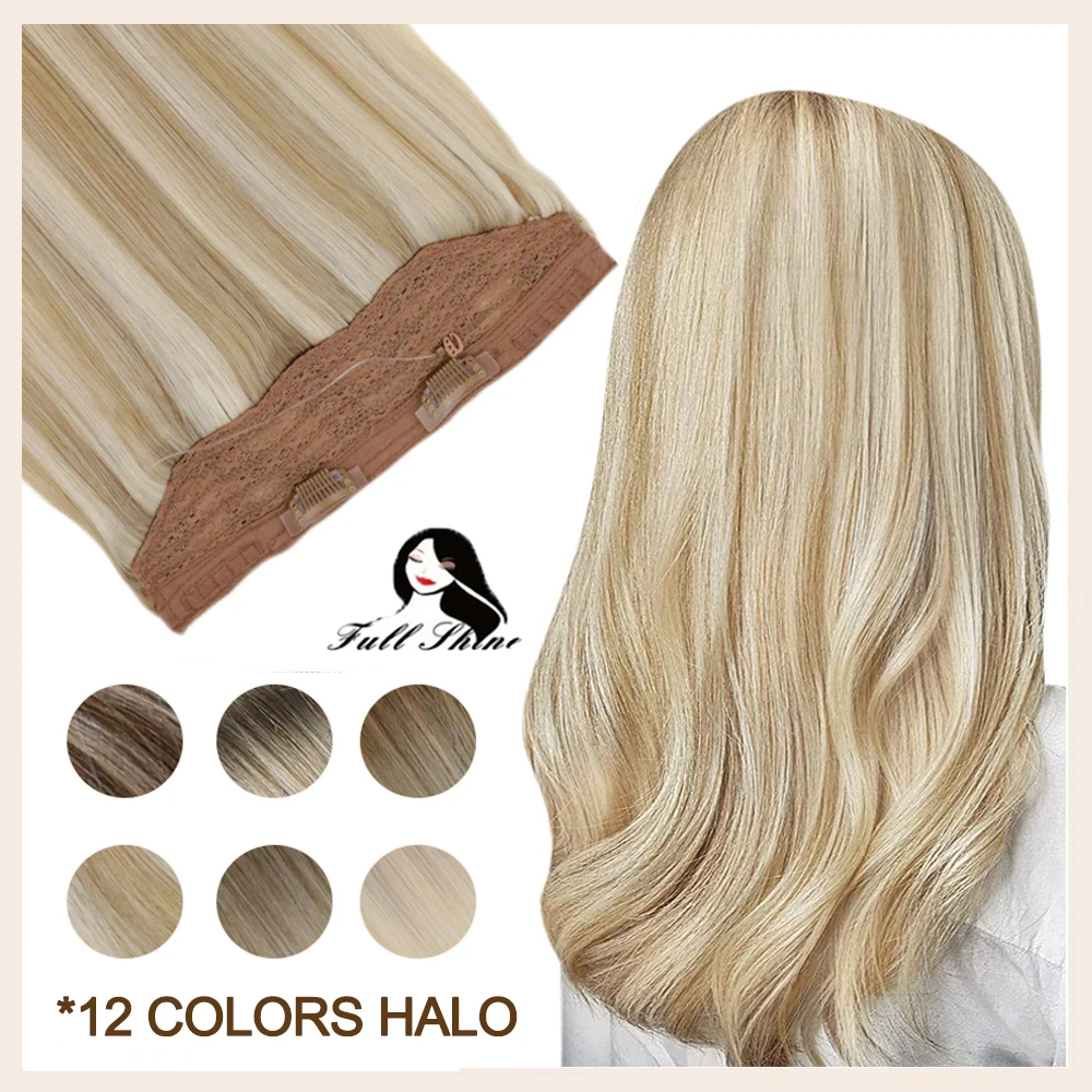 Полный блеск Halo Корона волосы одна штука с зажимами яркий цвет рыба линия для