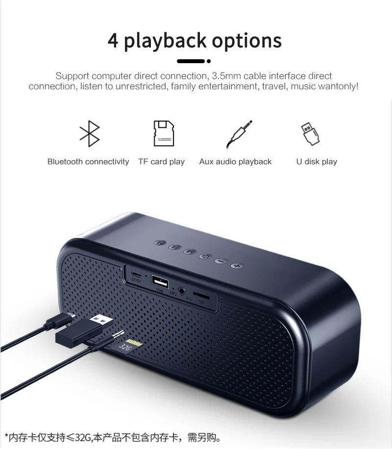 

Portable Wireless Bluetooth Speakers Bass Stereo LED Display Support TF Card AUX USB Smart Alarm Atmosphere Light Speakers