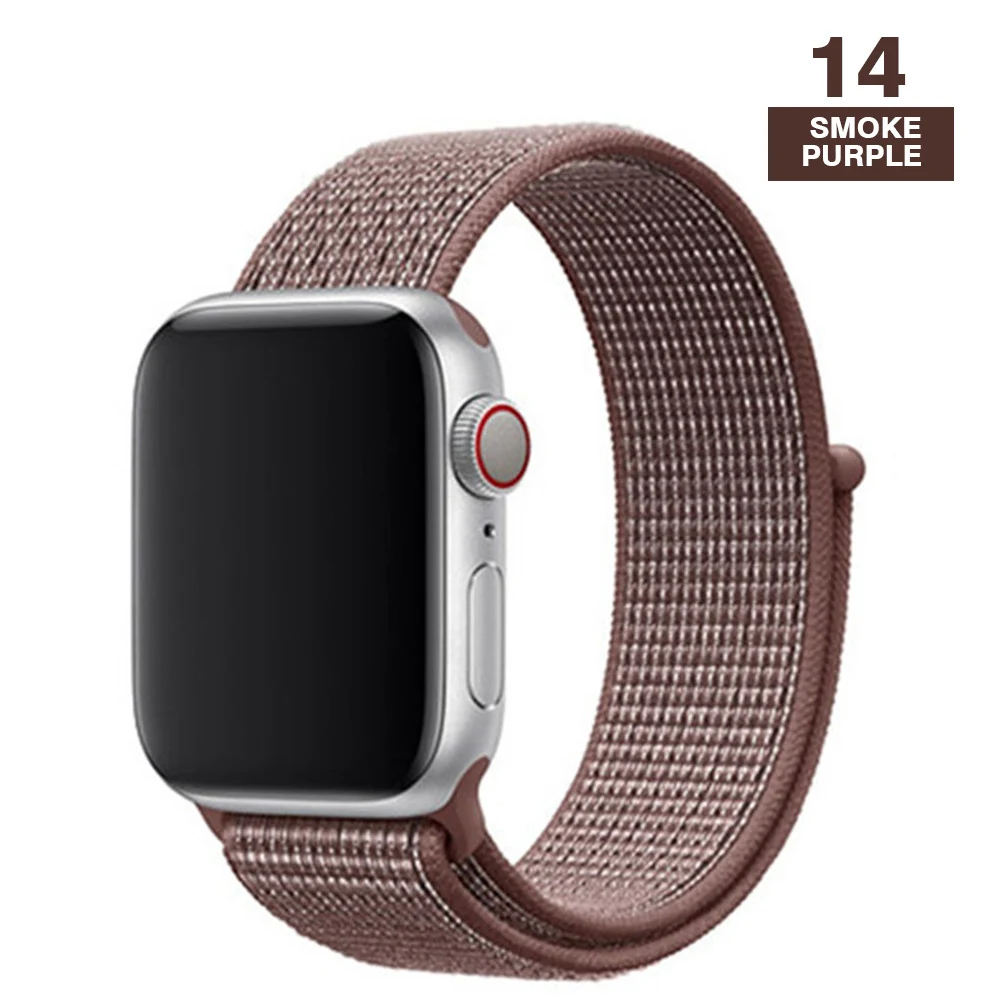 Спортивный ремешок для Apple Watch 42 мм 38 мм ремешок для часов 4 44 мм 40 мм Iwatch Серия 3 2 1 нейлоновый браслет дышащие аксессуары - Цвет ремешка: Purple smoke