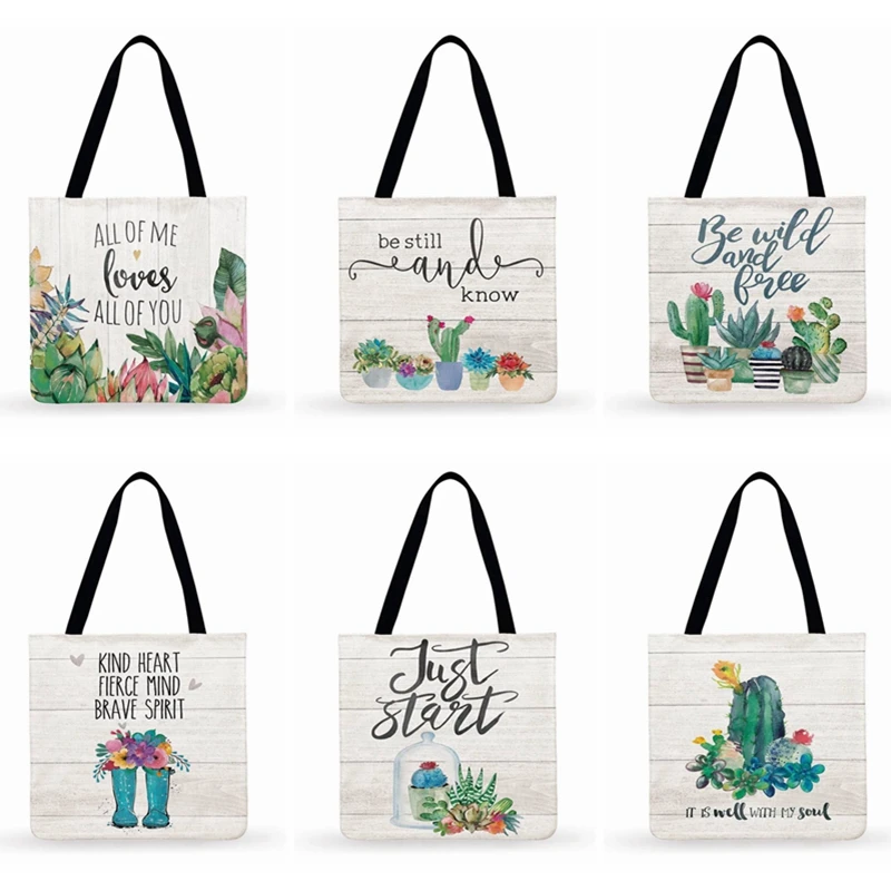 Ярко зеленая женская сумка тоут с рисунком искусственного кактуса повседневная