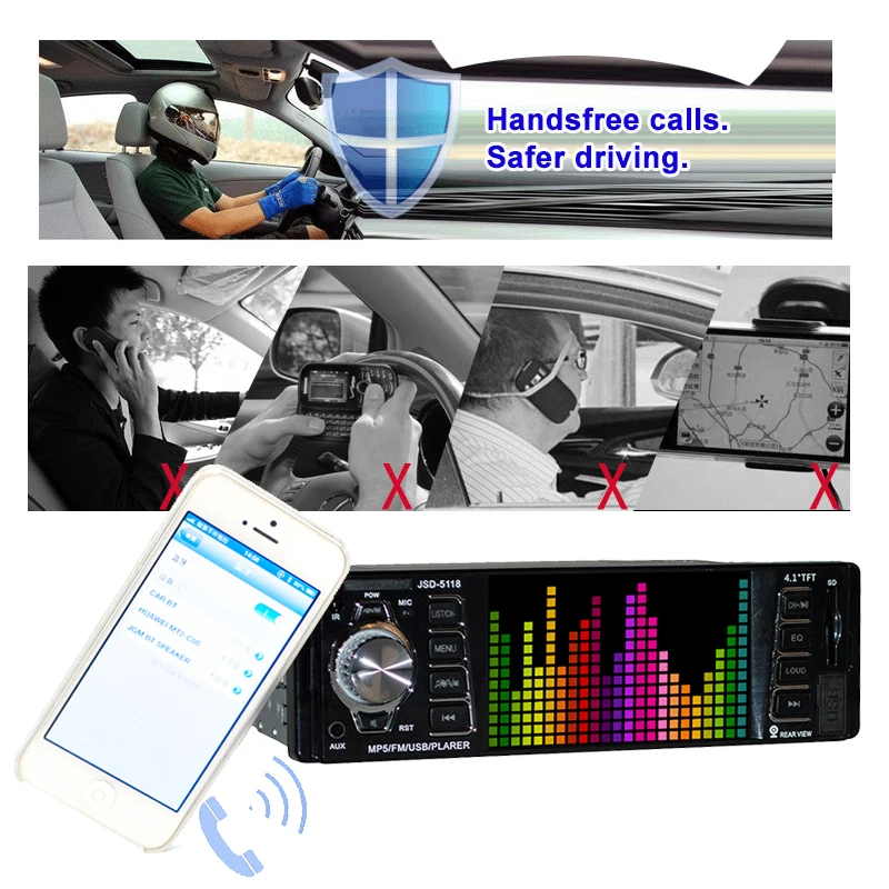 Автомобильный MP5-плеер 4 1 дюймовый HD экран дисплей Авто Видео Аудио USB FM SD AUX вход
