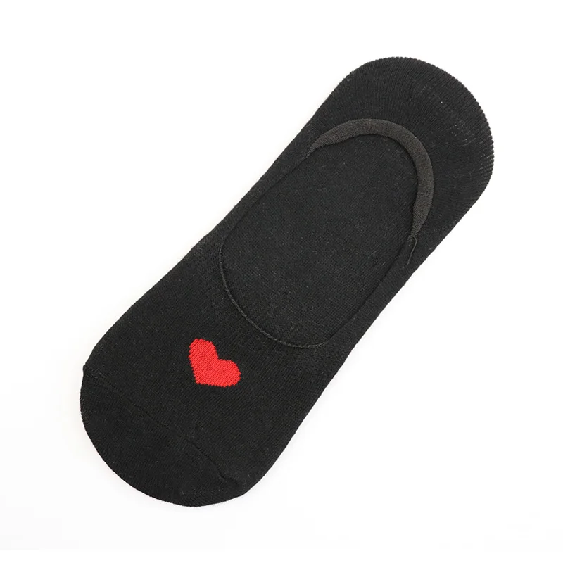 black with heart 5 пар/лот, летние носки с милыми животными, женские носки, забавные женские носки длиной до лодыжки хлопковые незаметные носки - Цвет: black with heart