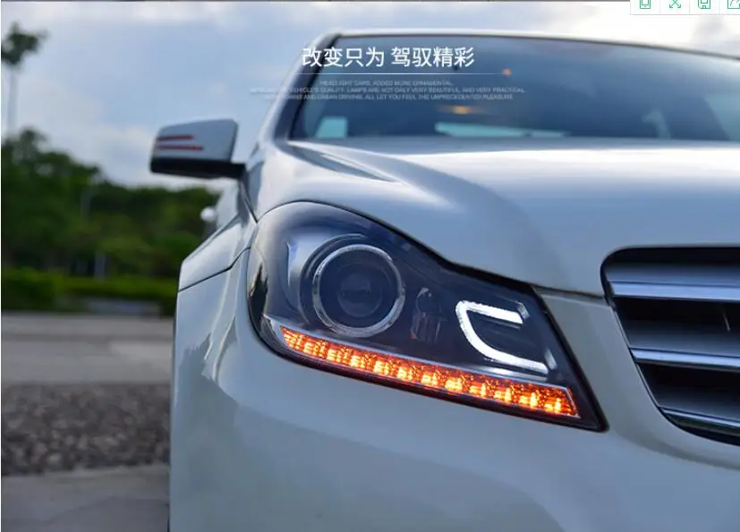2 шт. 2011~ 2013 год автомобильный бупмер головной свет для Mercedes W204 фар C180 C200 C260 светодиодный DRL HID ксенон, противотуманная фара для Benz W204