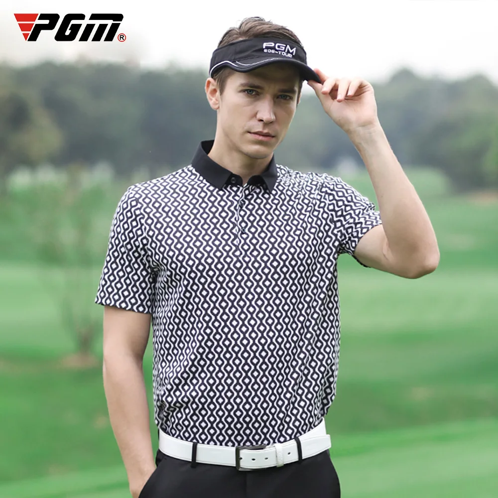 

2020 PGM golf apparel Men's short-sleeved t-shirt golf casual cotton printed men's clothing breathable Quick Dry Sporty shirt