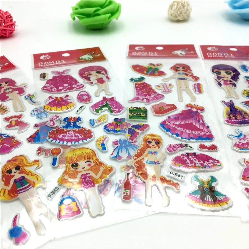 50 листов/партия Мини мультфильм выпуклые наклейки дети одеваются животных