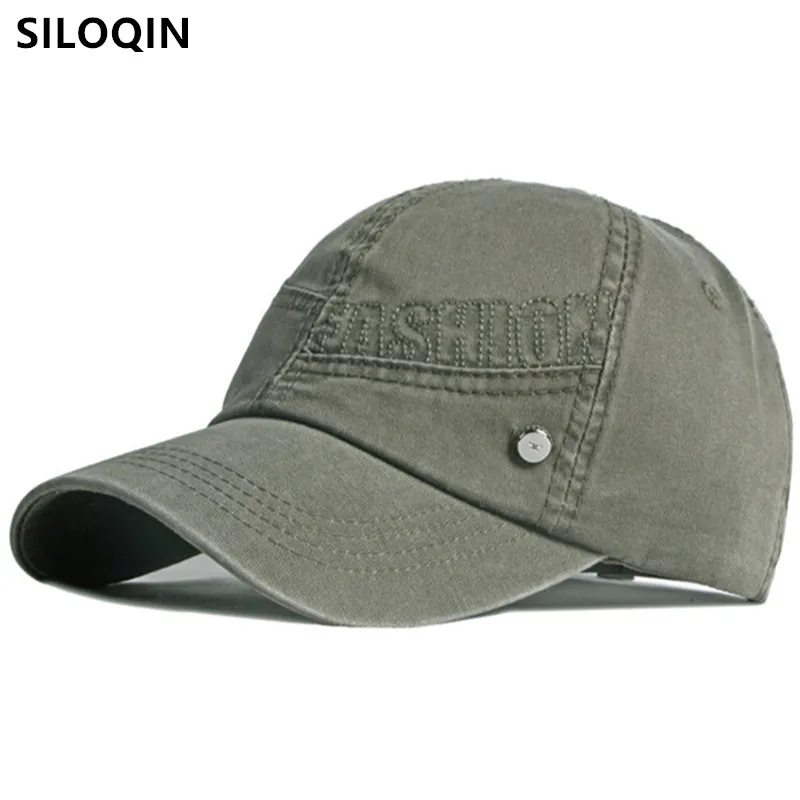

SILOQIN Snapback Cap 2022 Spring New Men Women Washed Cotton Letter Embroidery Baseball Caps Adjustable Size Couple Sports Cap
