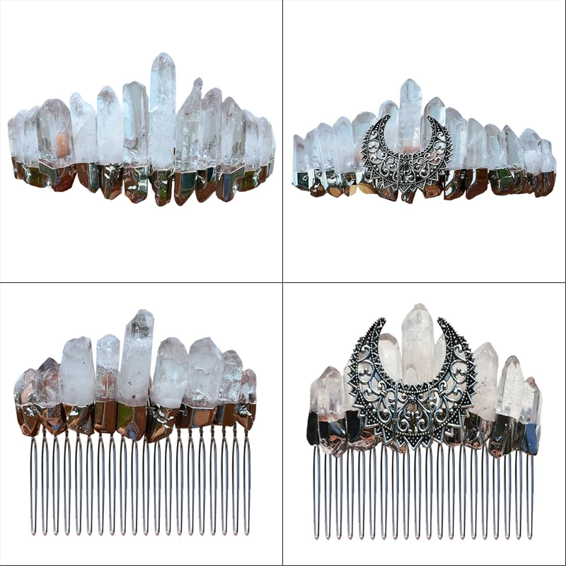 

Raw Crystal Crowns Hair Combs Elegant Hairwear Decorative Princess Tiaras Shiny Vintage Pageant Prom Hair Accessories