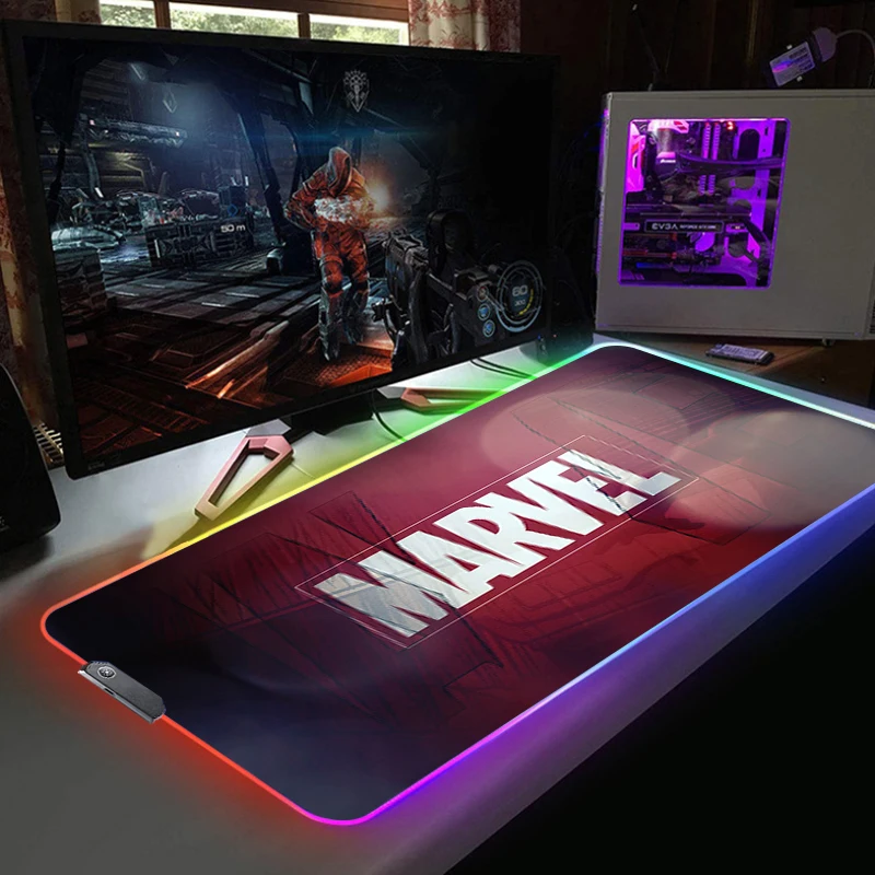 rgb mouse pad marvell anime mouse computer gamer desk rubber mat led light gamer accessories cheap gaming laptop for office rug free global shipping