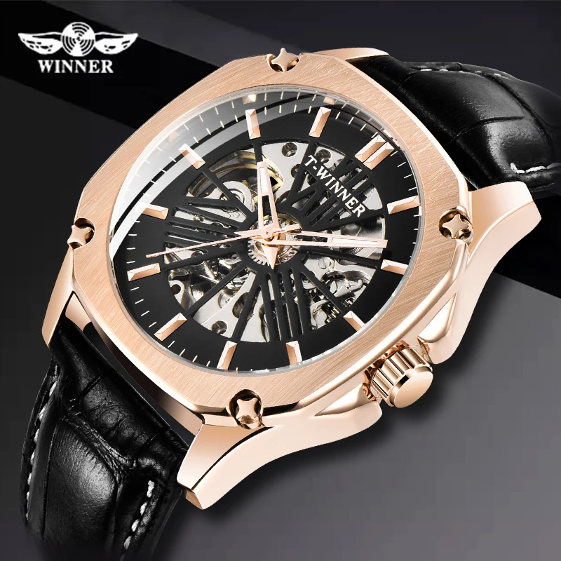Часы наручные WINNER Мужские механические брендовые Роскошные водонепроницаемые
