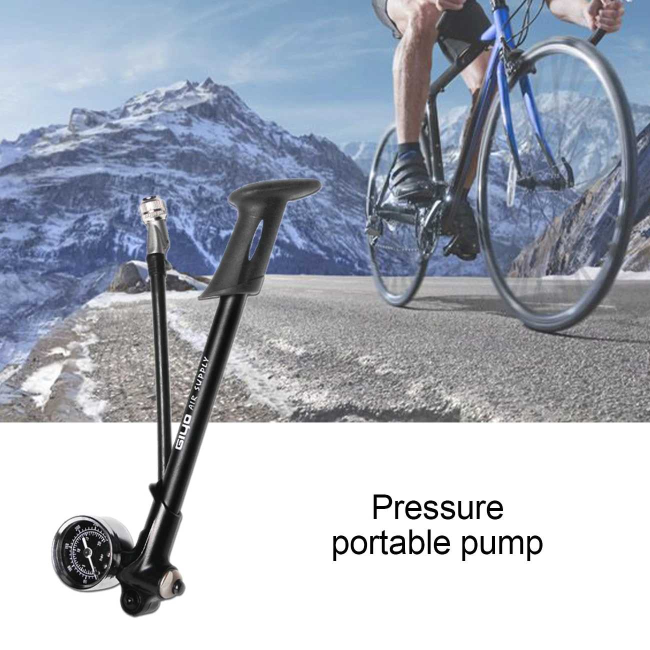 

GIYO Bike Pump Mini Portable Bicycle Foot Pump with Pressure Gauge Bicycle Air Pump Presta and Schrader Valve
