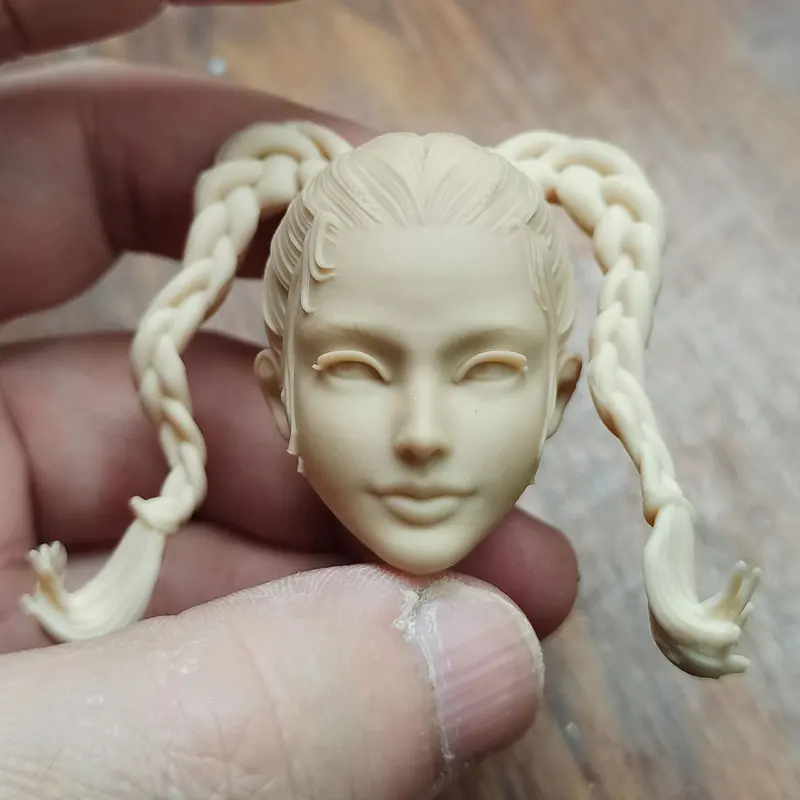 

Hot Sales 1/6th Model Sexy Female Girl Hair Braids Head Sculpture Unpainted White Color For 12inch DIY Figures Collectable